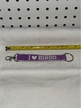 🩷 Lanyard Keychain Ring & Lobster Claw - Embroidered  {  I 💜 Bingo } Purple